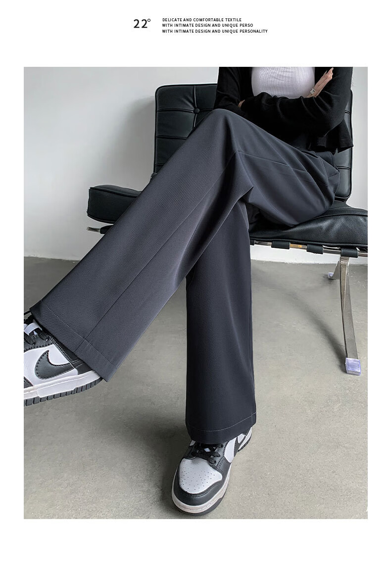 LangSha Women's Suit Pants Spring Autumn 2025 New Draped Casual Versatile Office Workwear Slim Straight Wide-Leg Trousers 12