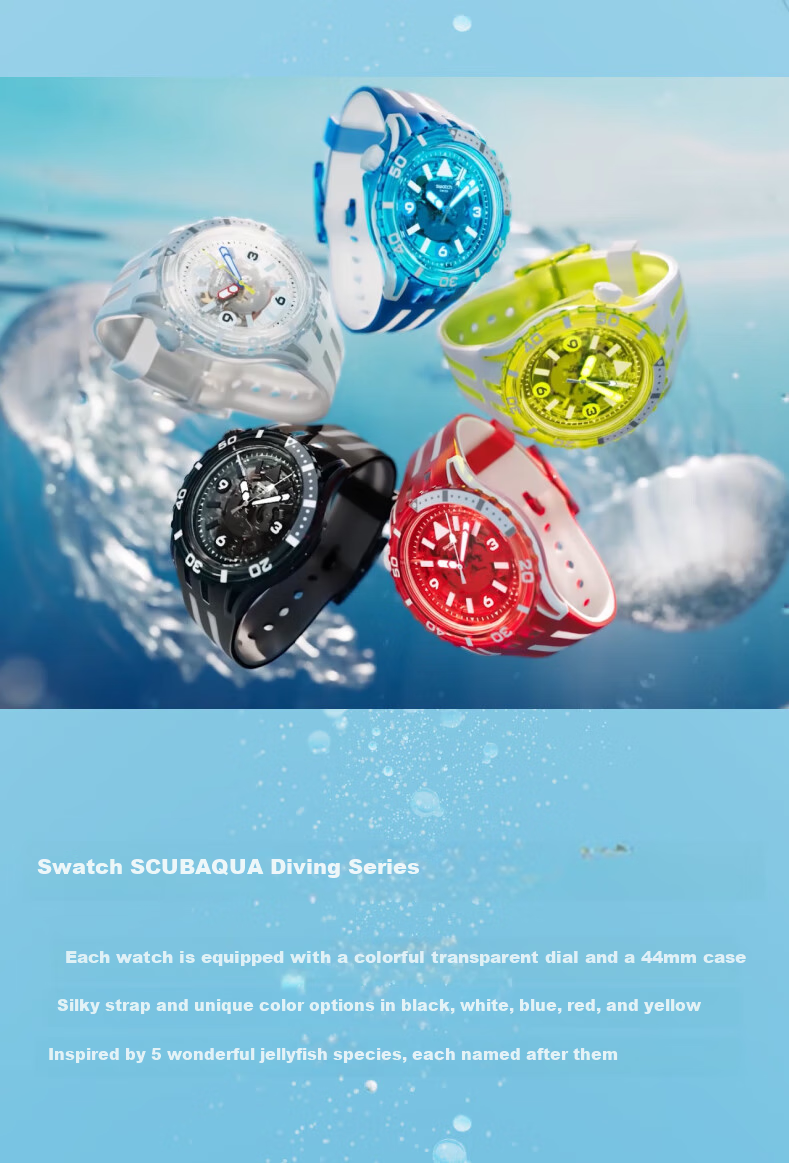 Swatch Swiss Watch, Diving Series, Trendy Luminous Quartz Wristwatch, Graduation Gift, Bright Moon Diver 3