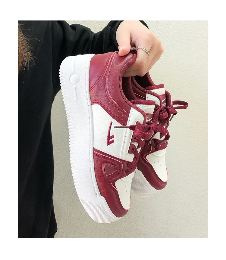 Huili Official Women's Shoes, 2026 Summer New Style, Classic Versatile Casual Sneakers for Women, White And Red, Size 35 21