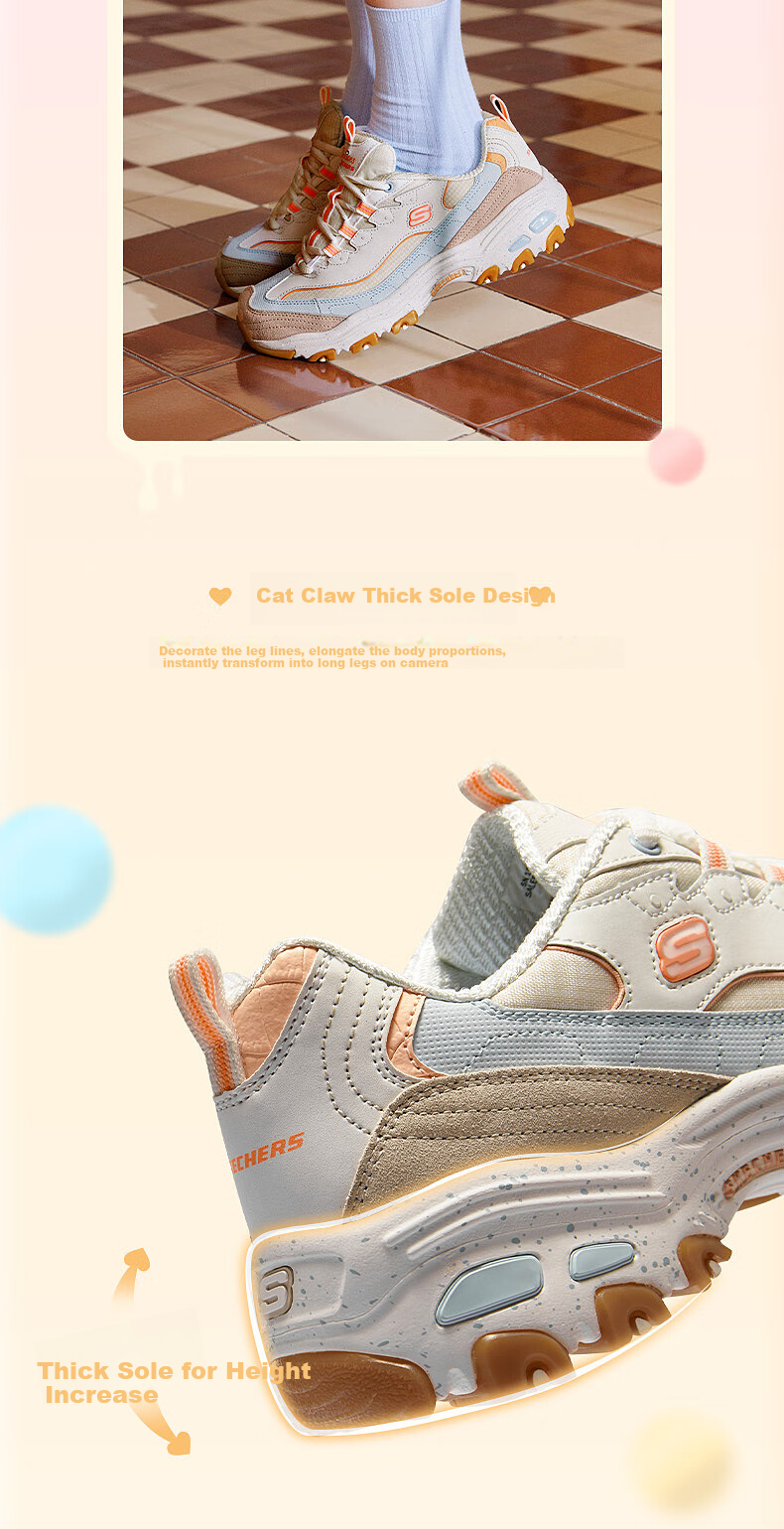 Skechers Starry Sky Bear Women's Shoes, Summer Panda Shoes, Thick-Soled Dad Shoes, Soft-Bottomed Versatile Casual Sneakers 6
