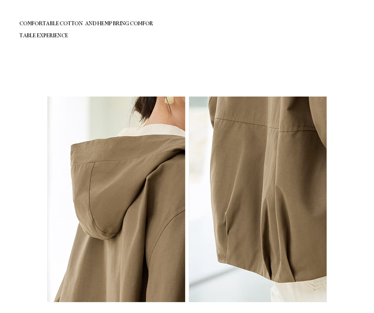 Chushen Spring and Autumn Casual Women's Jacket Fashion Hooded Color-Block Loose Versatile Mountain Style Coat S53D046 9