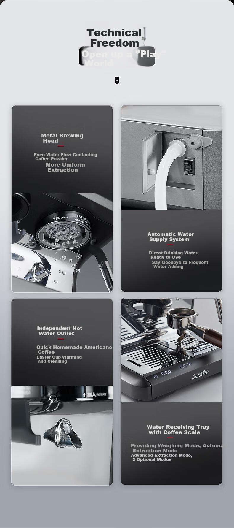 Barsetto PRO1lite Titan Transformer Coffee Machine Large Screen Touch Control Multifunction Menu Semi-Automatic Italian Grinder All-in-One Off-White New Year Gift 13