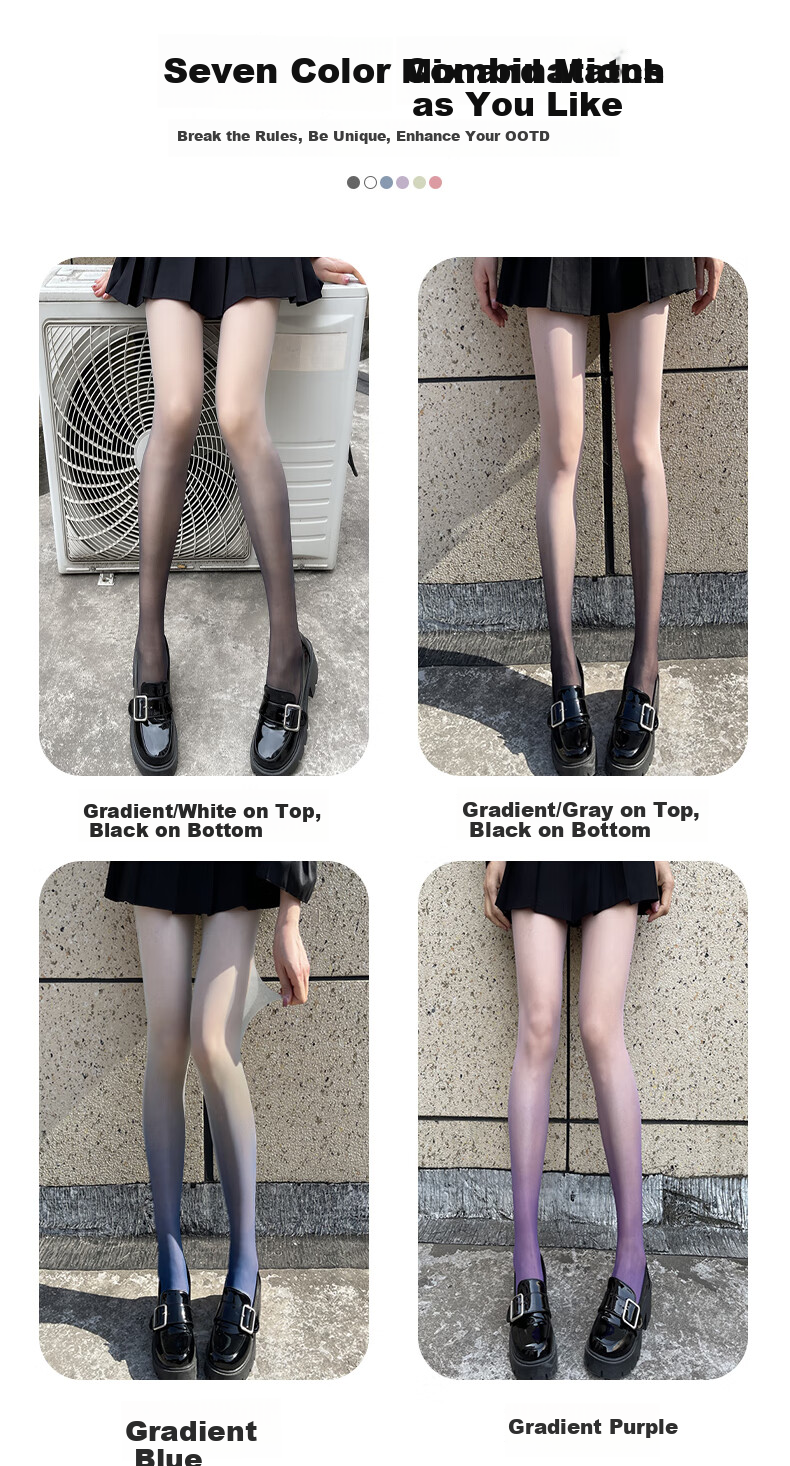 LangSha Ultra-Thin Sexy Pure Desire Gradient Black Stockings, Leg-Flattering Internet Celebrity Style, Candy-Colored Pantyhose 8