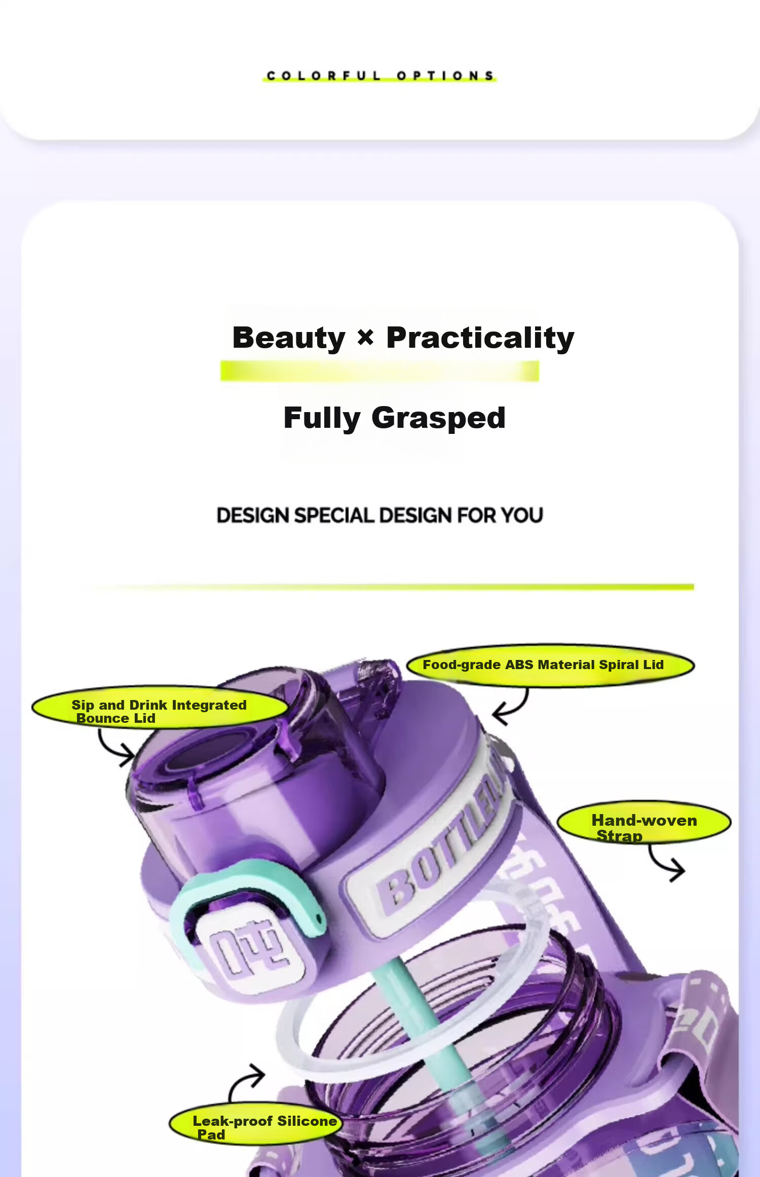 Dundun Tritan Plastic Student Sports Water Bottle Large Capacity Outdoor Portable Sports Flask for Men 4