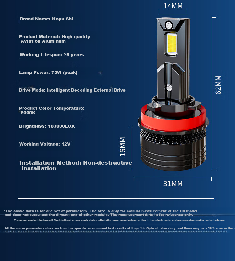 KEPUSHI Automotive LED Headlight Bulb H1/h4 LED Car Light Laser High And Low Beam Integrated Strong Light Bulb High And Low Beam Light 11