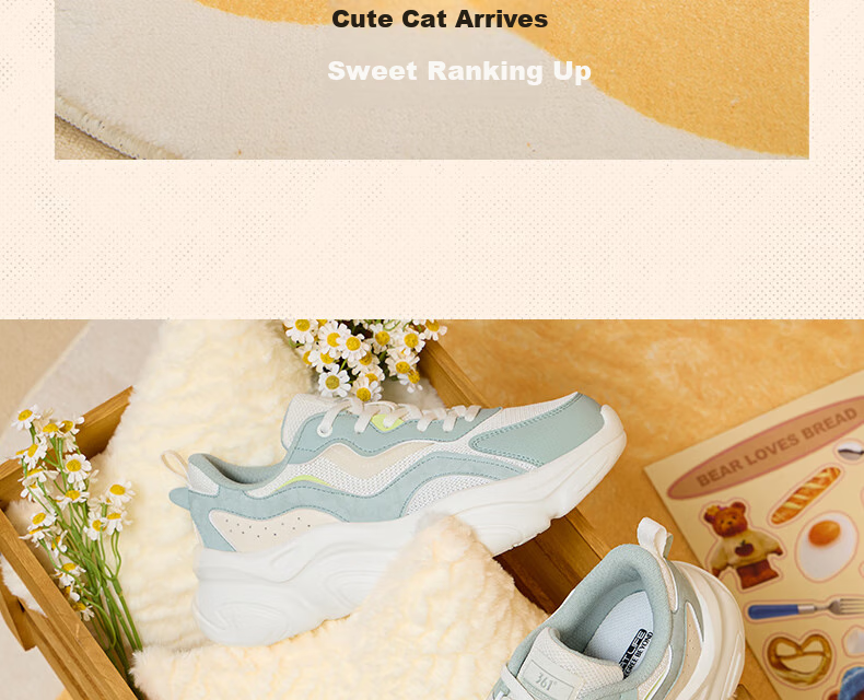 361° Women's Sports Shoes, Mengzua Spring And Summer Warm Retro Dad Thick-Soled Commuter Casual Shoes for Women, 682436710-4 14