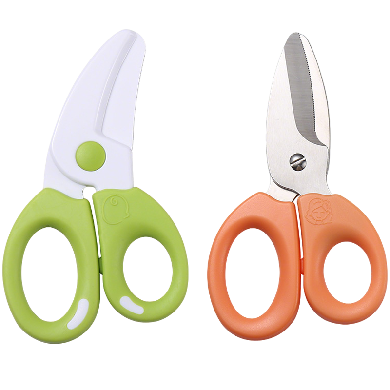 Baoshi Baby Food Scissors Infant Food Cutter AD Food Grade Stainless Steel Portable Storage Box Two-Pack