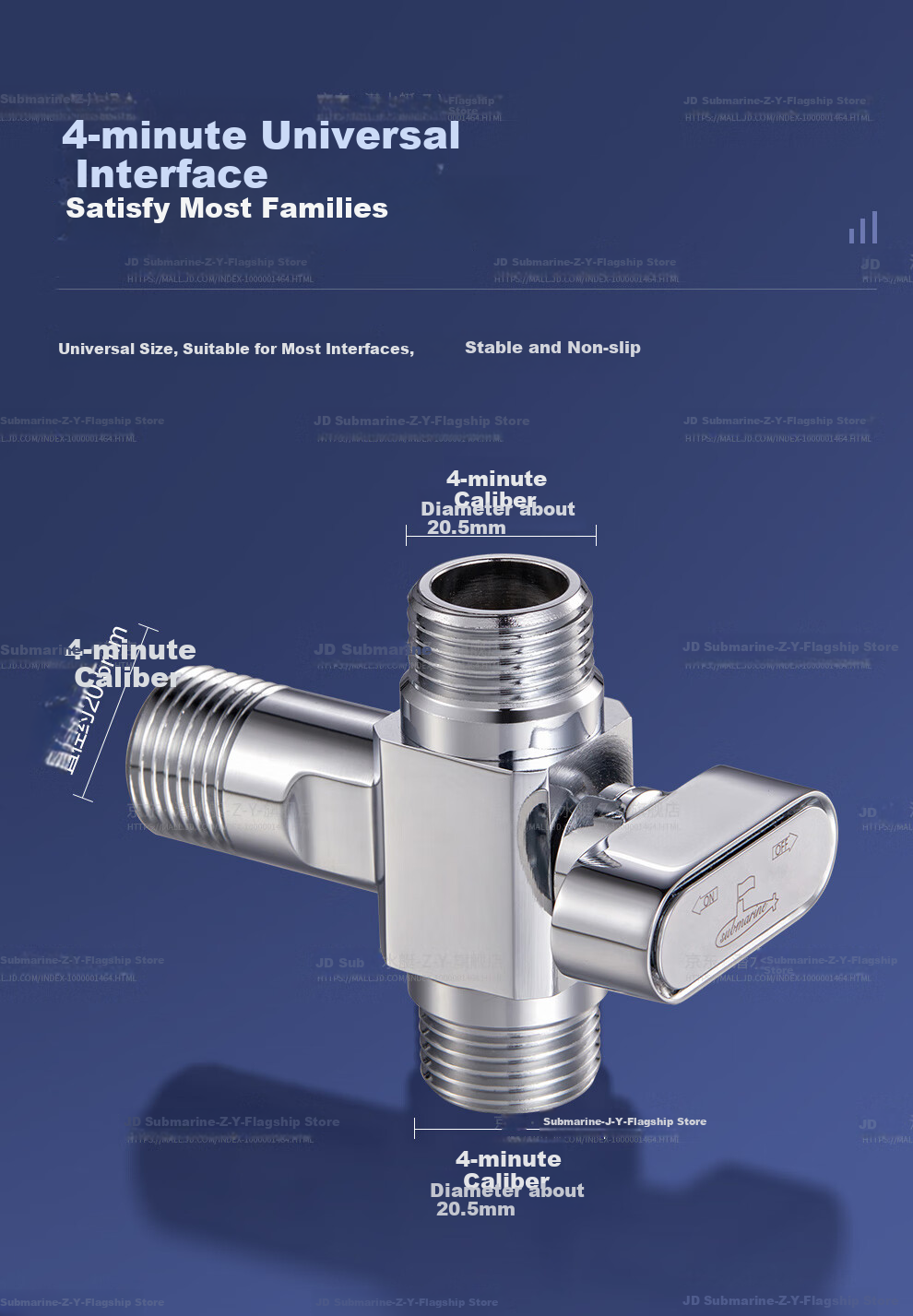 Submarine F2103, One-In Brass Ball Valve Angle Valve, Full-Open High-Flow Gas Water Heater Hot And Cold Valve 10