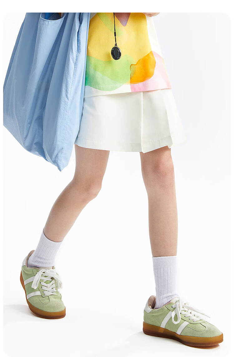 Annil Girls' Pleated Skort, Summer 2025 New Style, Casual Sweet Fashionable Black Short Skort 13