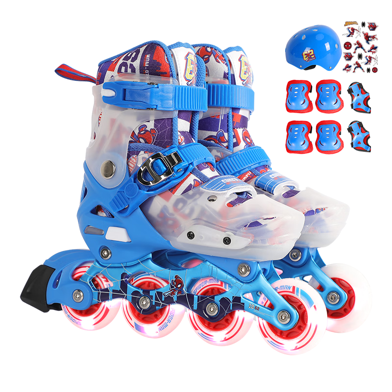 Disney Roller Skates for Children, Boys' Inline Skates, Professional Ice Skates, Beginner's Roller Skates with Flashing Set