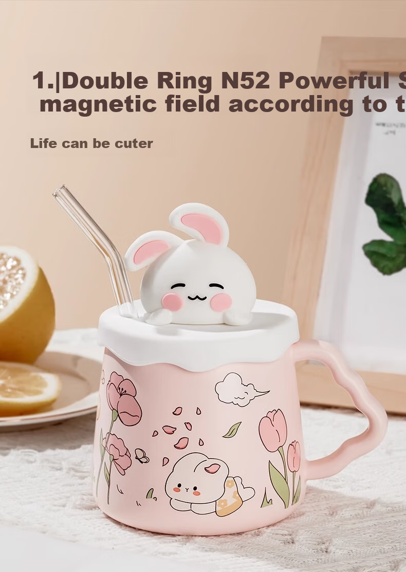 Baqianxing Ceramic Mug with Lid, Stylish Cup, Birthday Gift for Girlfriends, Companionship Gift 2