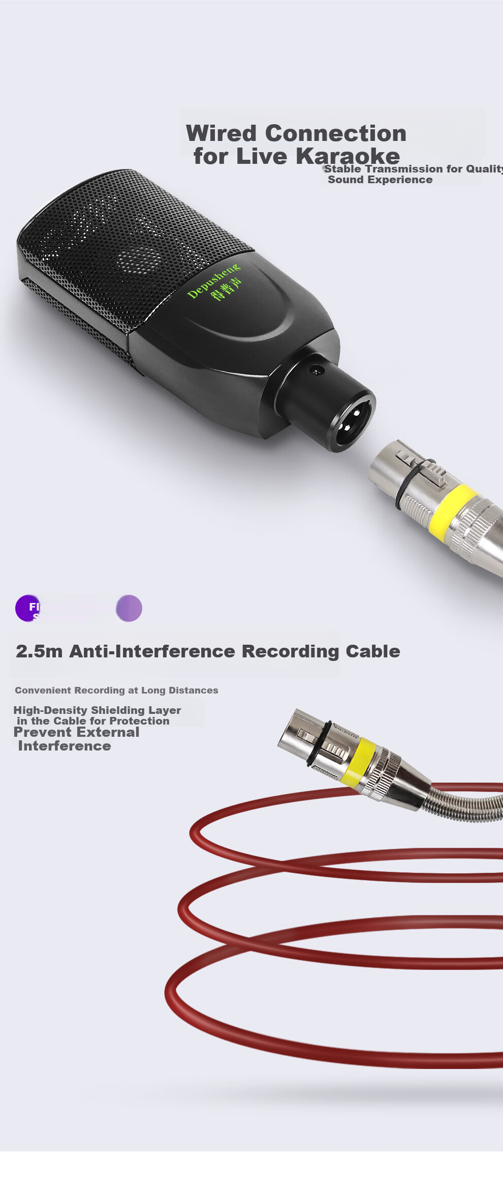 Depusheng E9 Sound Card Microphone Wired for Live Streaming, Computer Singing, Online Classes, Voice Recording, Audiobooks, Dubbing, PUBG Voice Chat, Gaming, Quanmin Karaoke, Live Streaming Hosts, Large Diaphragm, Noise Reduction Condenser Microphone 8