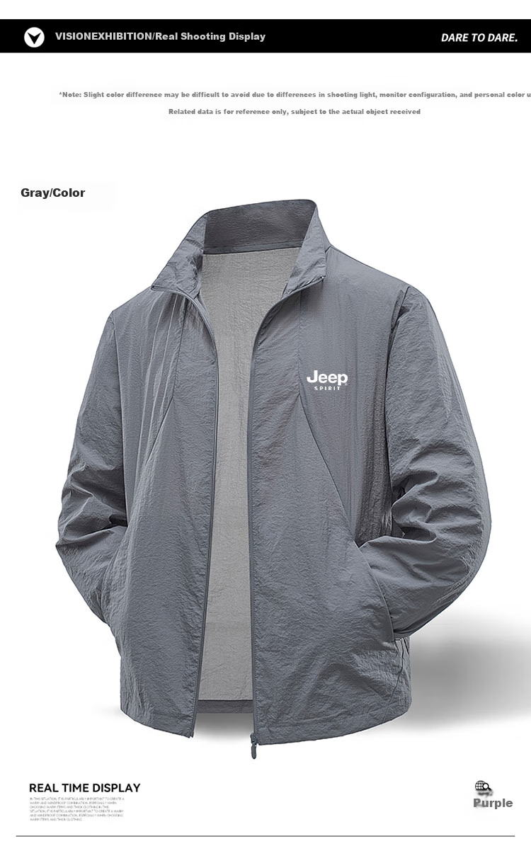 JEEP SPIRIT Men's Sun Protection Jacket, Summer Outdoor Ice-Cool Breathable Long-Sleeve Lightweight Coat, Skin-Friendly Outerwear, Gray, XL 3