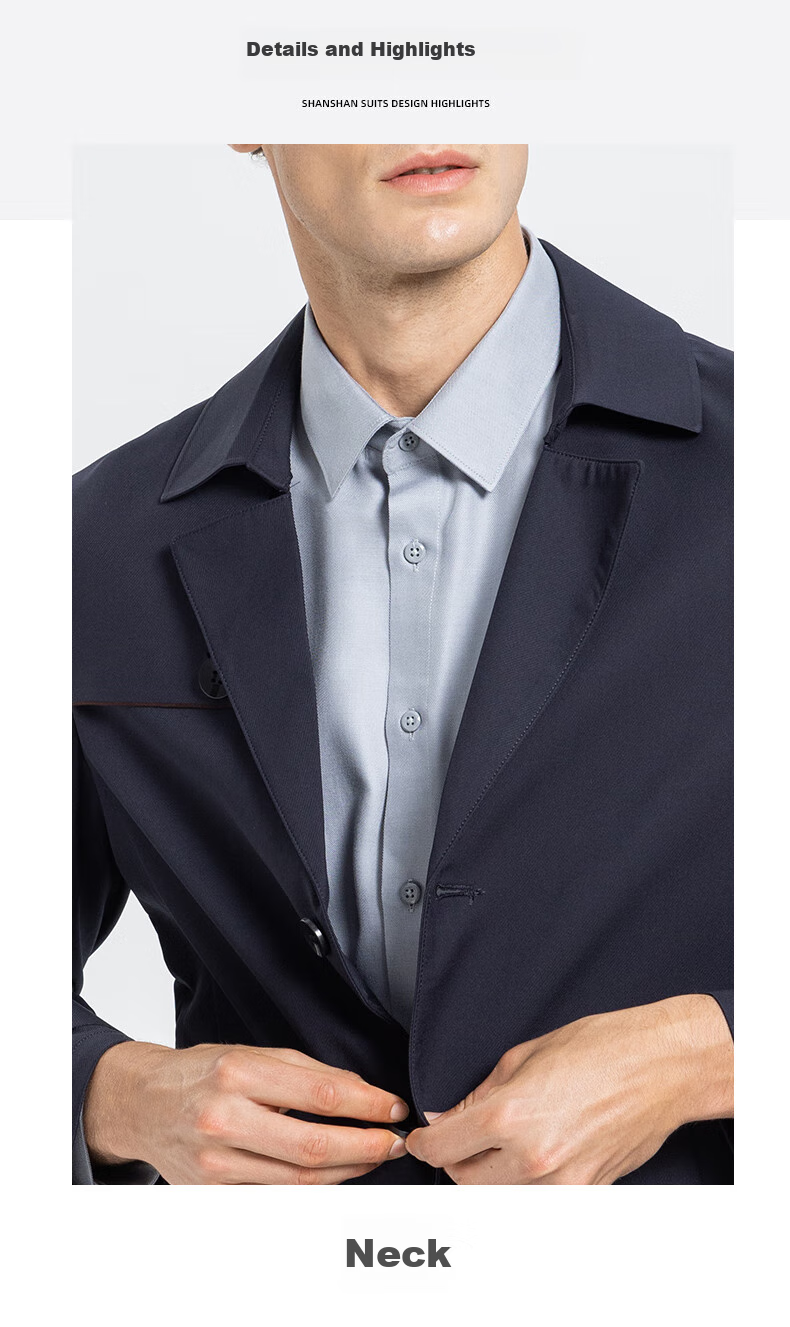 SHANSHAN High-End Trench Coat for Young And Middle-Aged Men, Mid-Length Solid Color Wrinkle-Resistant Casual Seamless Pressed Jacket Father's Day Outerwear 19