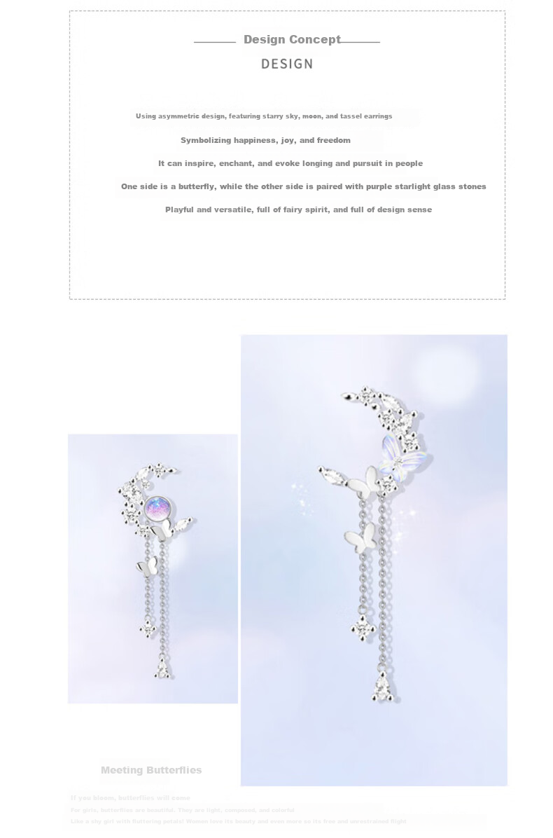 Dijing 925 Silver Earrings for Women without Ear Holes, Bone Stud Earrings, Clip-On Tassel Earrings, No Ear Holes Required, No Piercing Needed 2