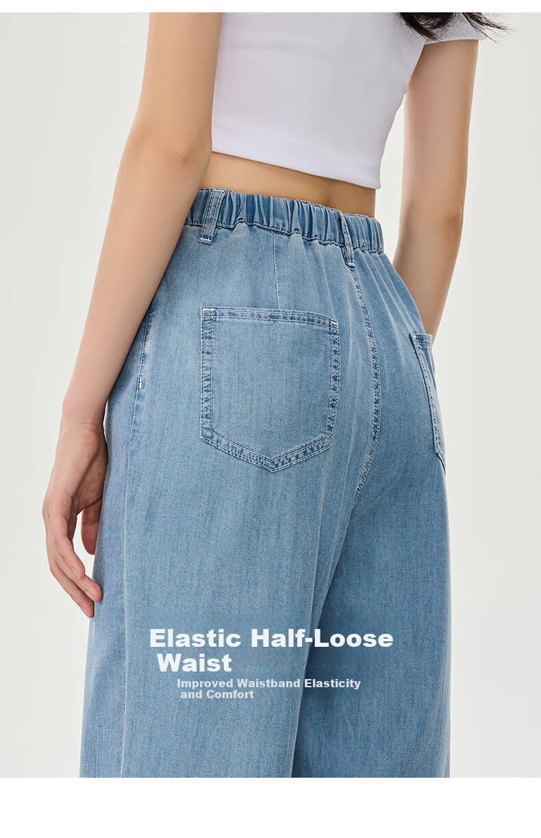 LangSha Stylish Mid-Rise Wide-Leg Pants, Summer Tencel Denim Jeans for Women, High-Waisted Slimming Draping Loose Ice Silk Straight-Leg Trousers 10