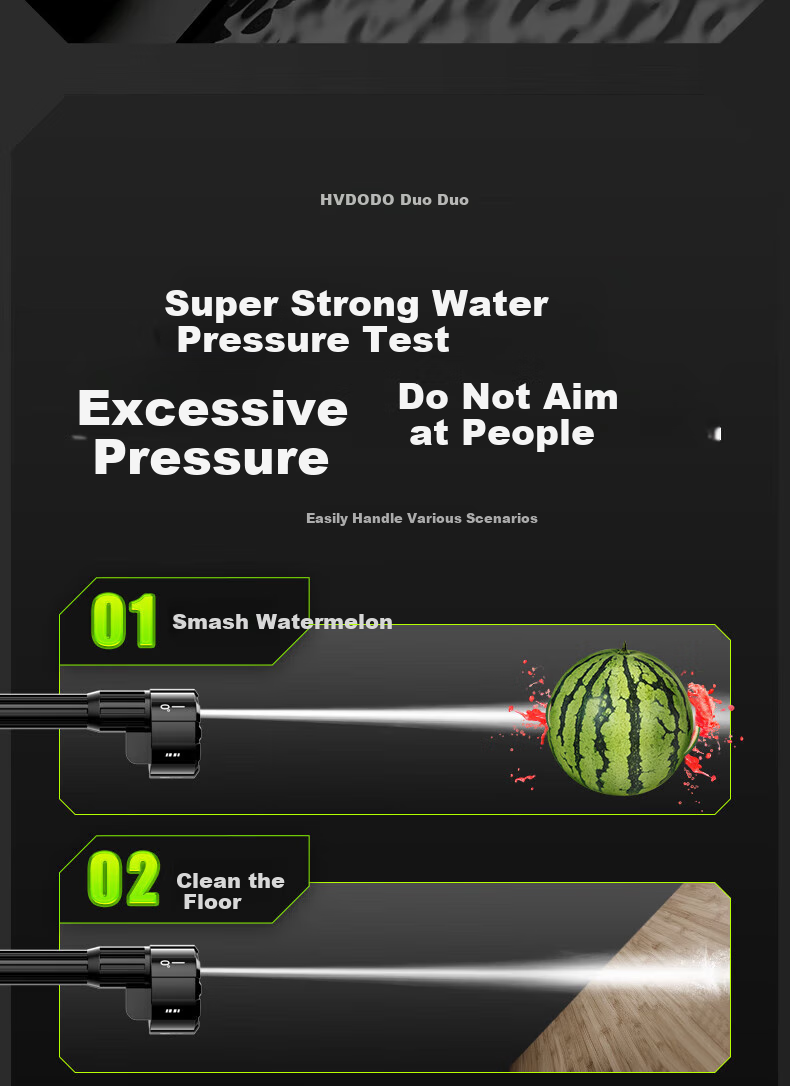 HUIDUODUO Car Wash Machine, Car Washing Water Gun, High-Pressure Spray, Household Cleaning Tool, Complete Set, Yard Washing, Ground Cleaning, Wireless Lithium Battery, Car Washing Pump 12