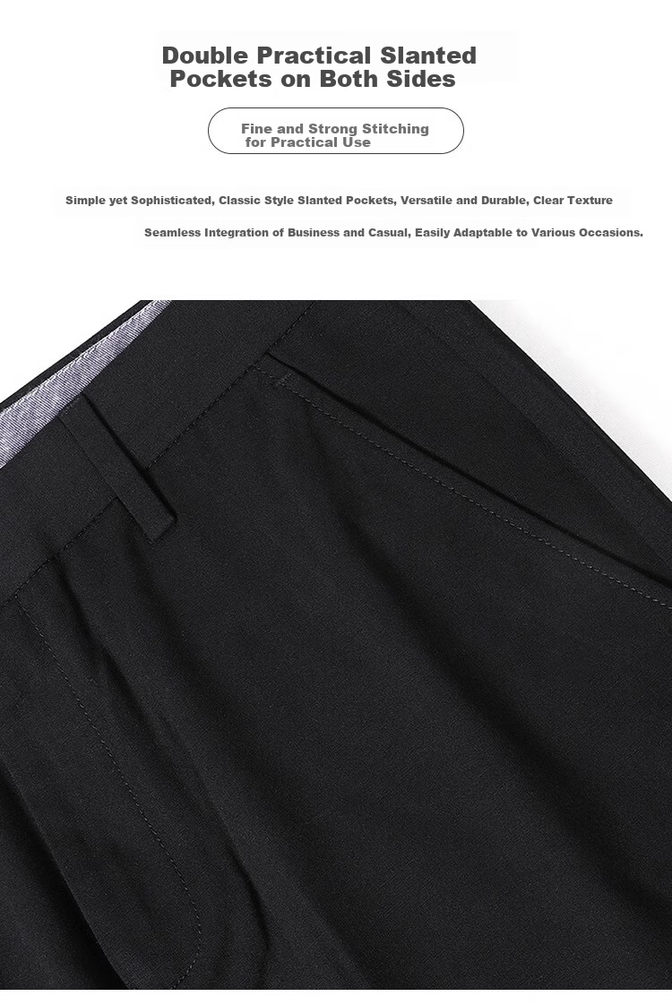 MONTAGUT [Wrinkle-Resistant And Easy-Care] Summer Solid Color Versatile Business Men's Dress Pants, Draping Mid-Rise Cool-Feeling Long Pants 4029 6