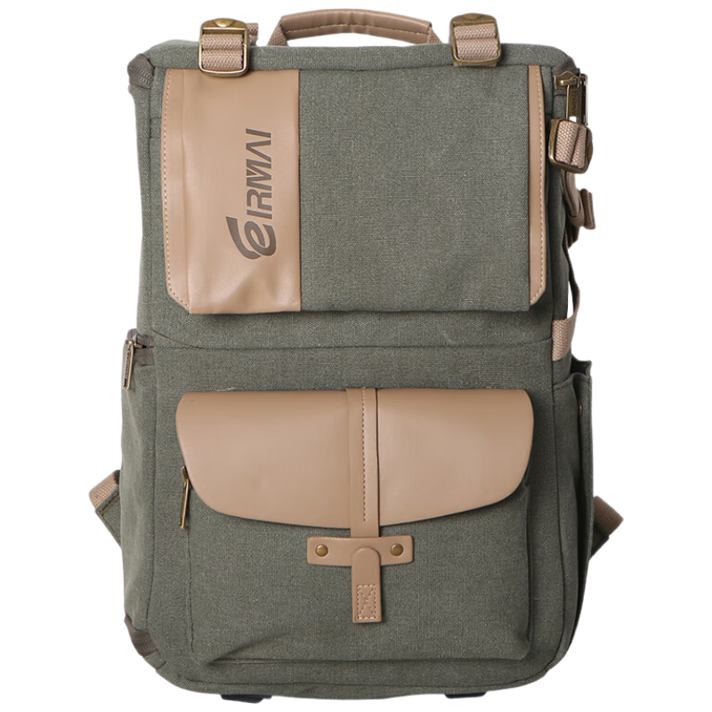 EIRMAI SD06 DSLR Camera Bag, Shoulder Photography Backpack, Digital Canvas Waterproof Travel Bag, Vintage Gree