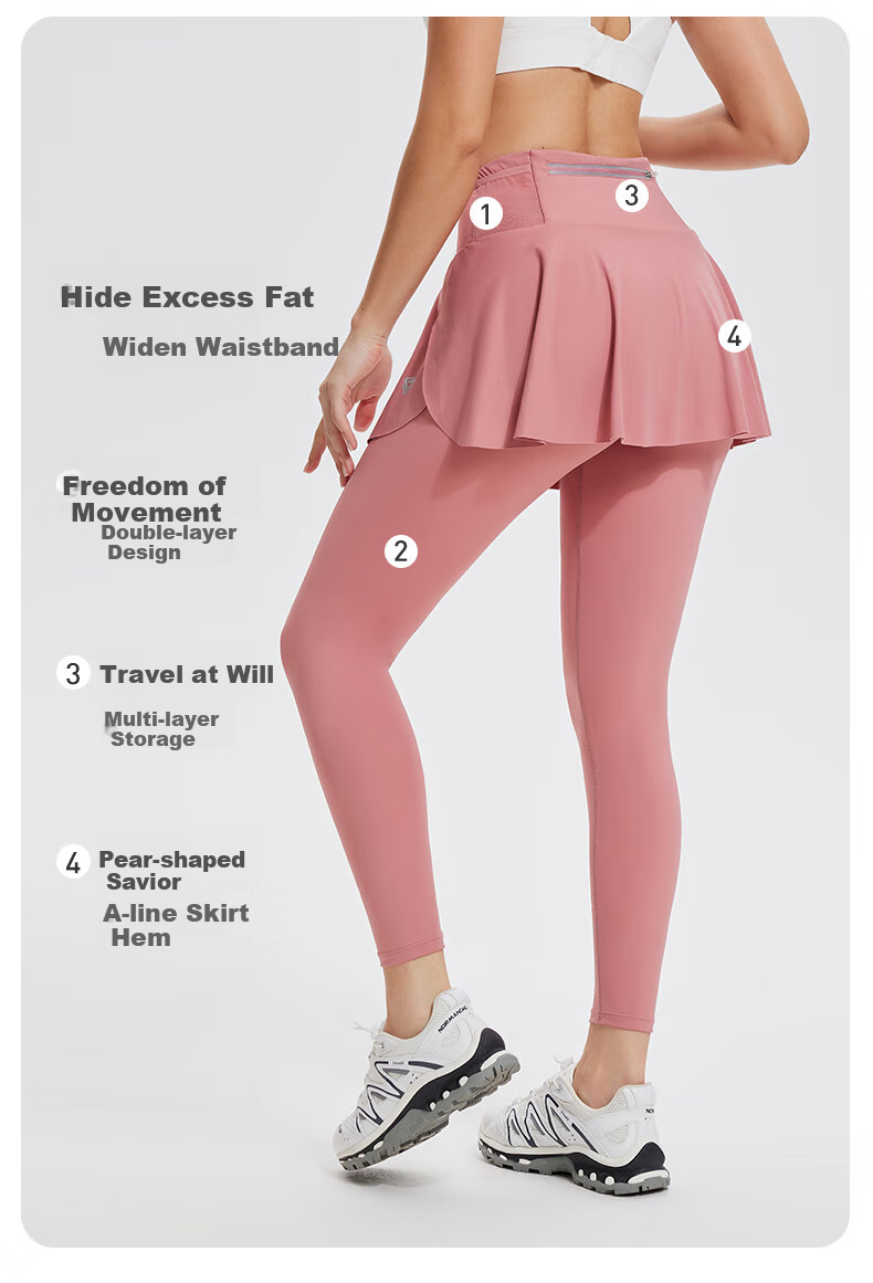 Cosleaf Women's Running Fitness Pants with Built-In Shorts, Anti-Exposure Slim-Fit Elastic Yoga Leggings, Professional Waist Bag Sports Pants 3