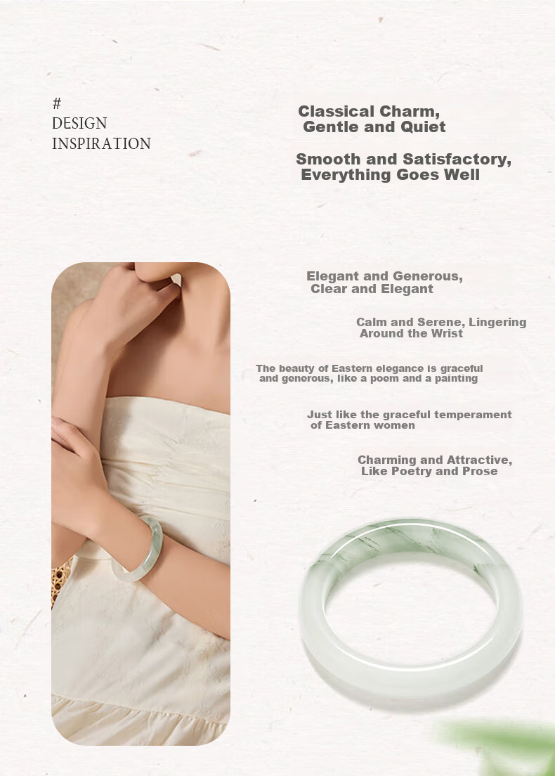 ALLOVE Tianshan Jade Bangle Women's Gold Silk Jade Bracelet Birthday Gift for Girlfriend Wife Wedding Anniversary 2