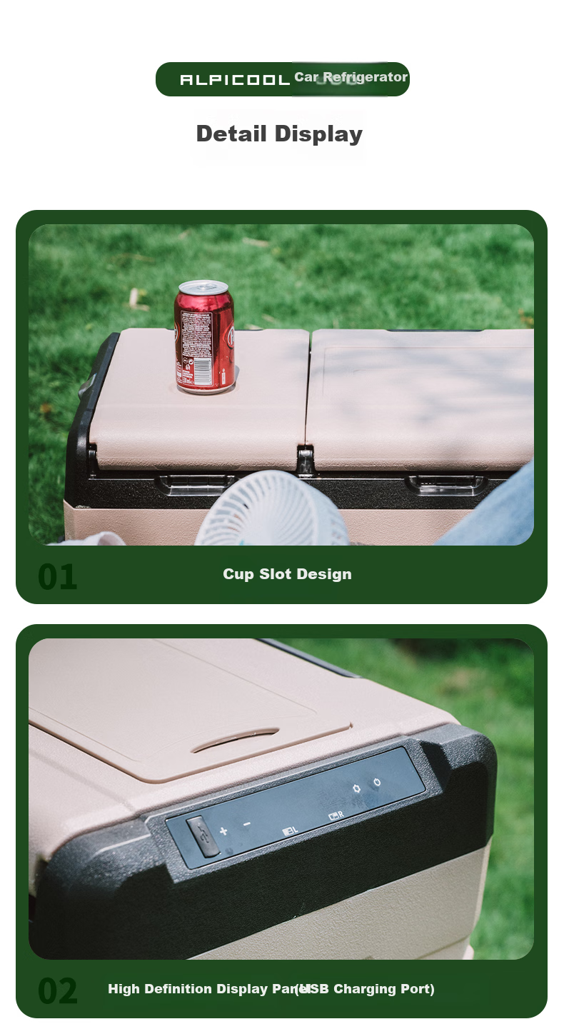 Alpicool Compressor Car Refrigerator TA45, Double-Door Freezer And Refrigerator, Compartmentalized, 12V/24V, Truck Fridge 16