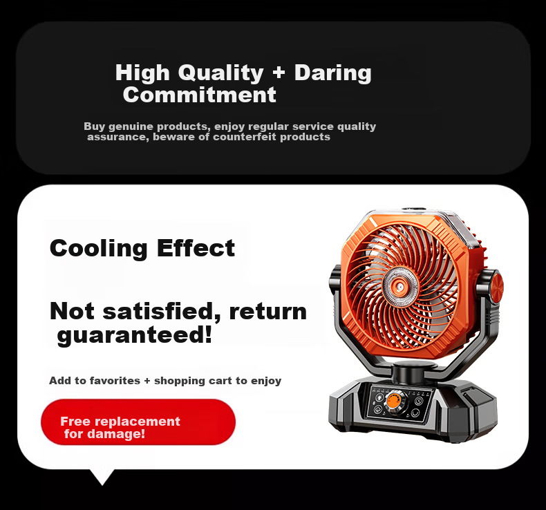 KPD KEEP PURSUING DREAMS Outdoor Rechargeable Camping Fan with Tent Light, Spray Cooling, Large Capacity Battery, USB Wireless Portable Mini Fan for Home And Desktop Use, Orange 2