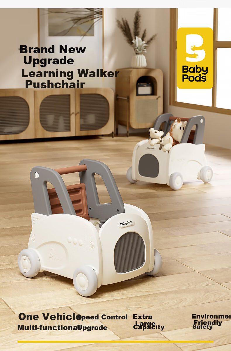 Babypods Multifunctional Baby Walker, Adjustable Speed Push Walker for Children Learning to Walk, Baby's First Birthday Gift 1