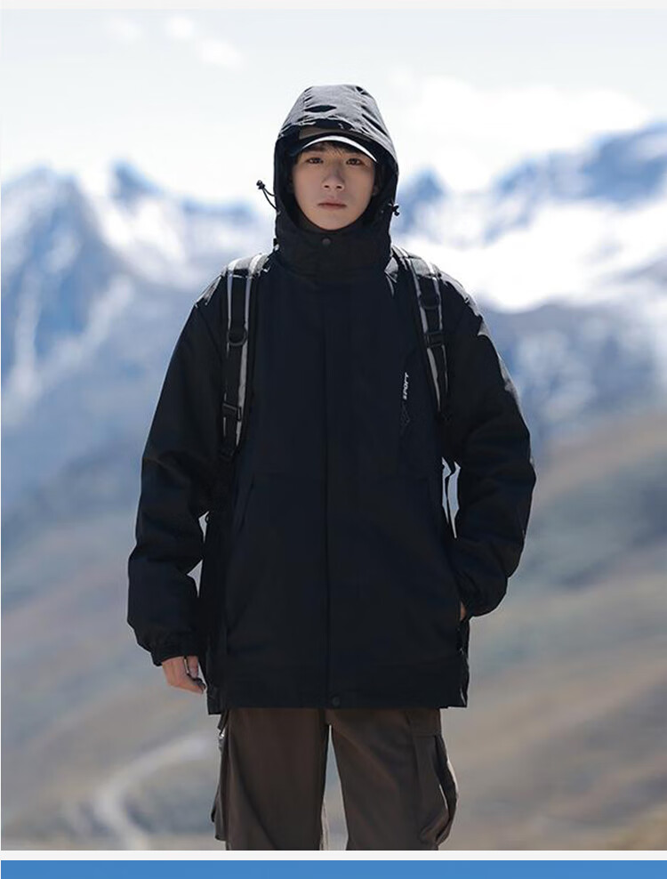 JEEP SPIRIT Unisex 3-in-1 Khaki Jacket Autumn Winter Outdoor Mountaineering Hooded Coat 2XL 16