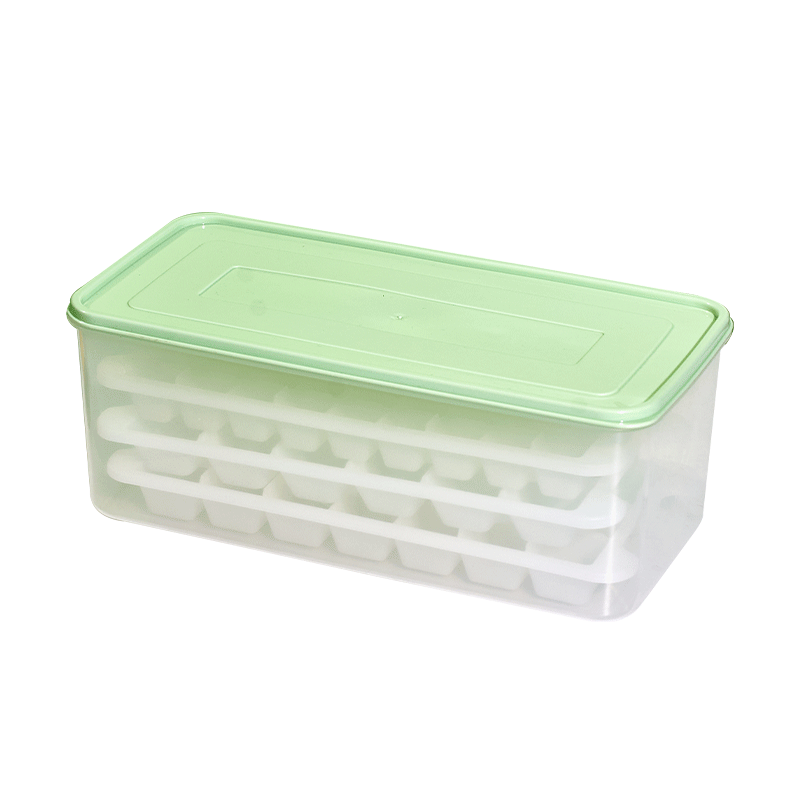 Suncojia Ice Cube Tray Mold, Ice Cube Box, Ice Making Tray with Lid, Ice Bag, Ice Storage Box, 75 Grids with Lid