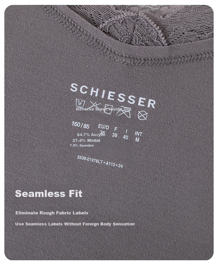Schiesser [Thick Version] Women's Thick V-Neck Double-Sided Brushed Soft Camisole Lace Trim Thermal Underwear Vest 15
