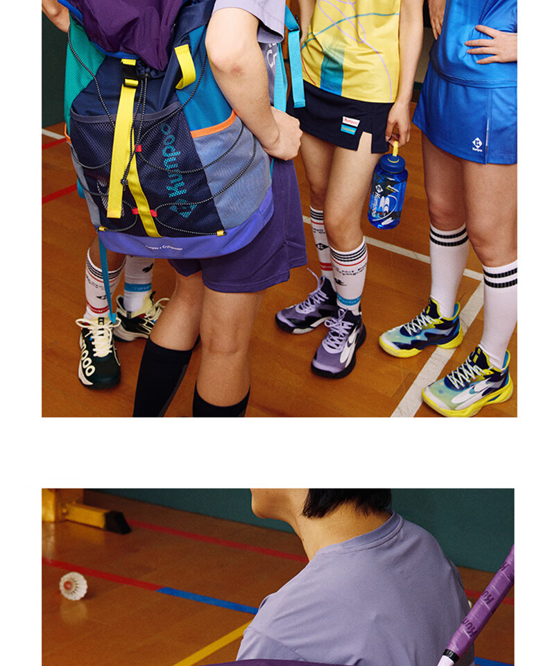 KUMPOO Featherweight Badminton Sports Backpack Hiking Double Shoulder Bag Crying Center Collaboration Model Xunfeng KB-526.CCC Gray 8