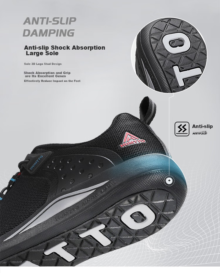 HUMTTO Summer Men's Lightweight Breathable Outdoor Casual Shoes Urban Travel Hiking Shoes Men Black/Red Size 42 6