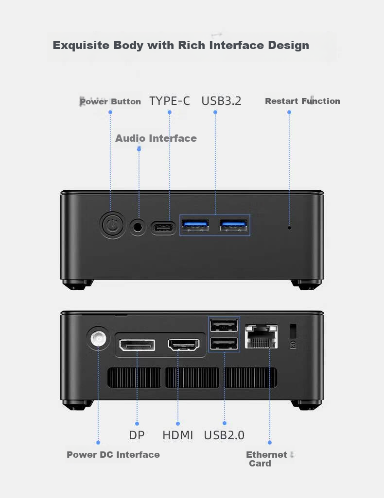 Jumper AMD R5-7430U Mini PC for Office And Education, Pocket Computer, Desktop Mini PC, R7430 Bare System (Without Memory Or Hard Drive) 3