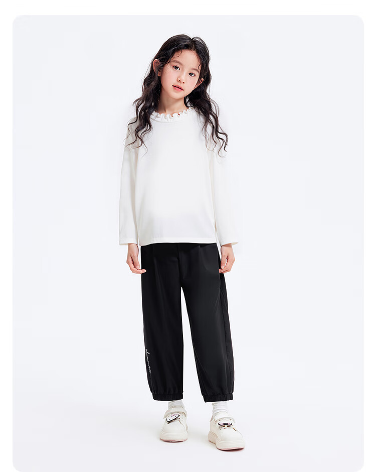 BALABALA Girls' Long-Sleeve T-Shirt, Children's Autumn Sweet Doll Collar Inner Layer Top Cute 208325100001 9