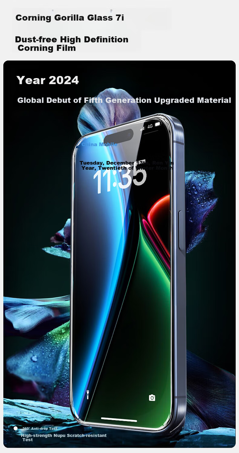 BASEUS AR Corning Film [2.2m SGS Performance Drop-Resistant] Tempered Glass Screen Protector for Apple 16/15, IPhone 16/15 Protective Film, High-Definition Clear Film with Dust-Free Installatio 3