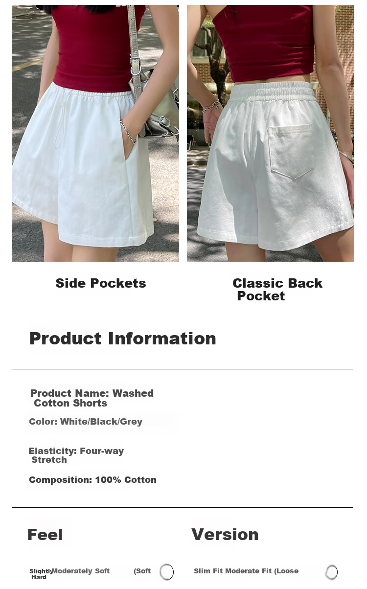 BOPRUIEY Women's Shorts for Outdoor Wear, Summer Lightweight 2026 Latest Style, High-Waisted A-Line Pure Cotton Slimming Wide-Leg Knee-Length Pants 8