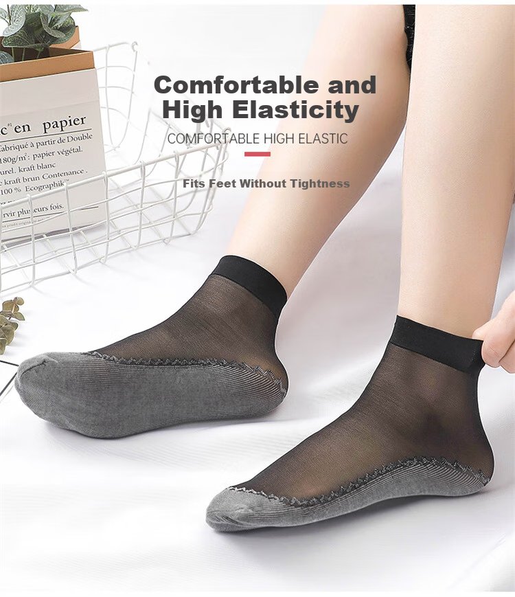 LangSha Silk Stockings, Short 6 Pairs, Spring And Summer Thin Style Women's Socks, Flesh Color Mid-Calf, Reinforced Sole, Non-Slip Short Socks, One Size Fits All, 6 Pairs Per Pack 9