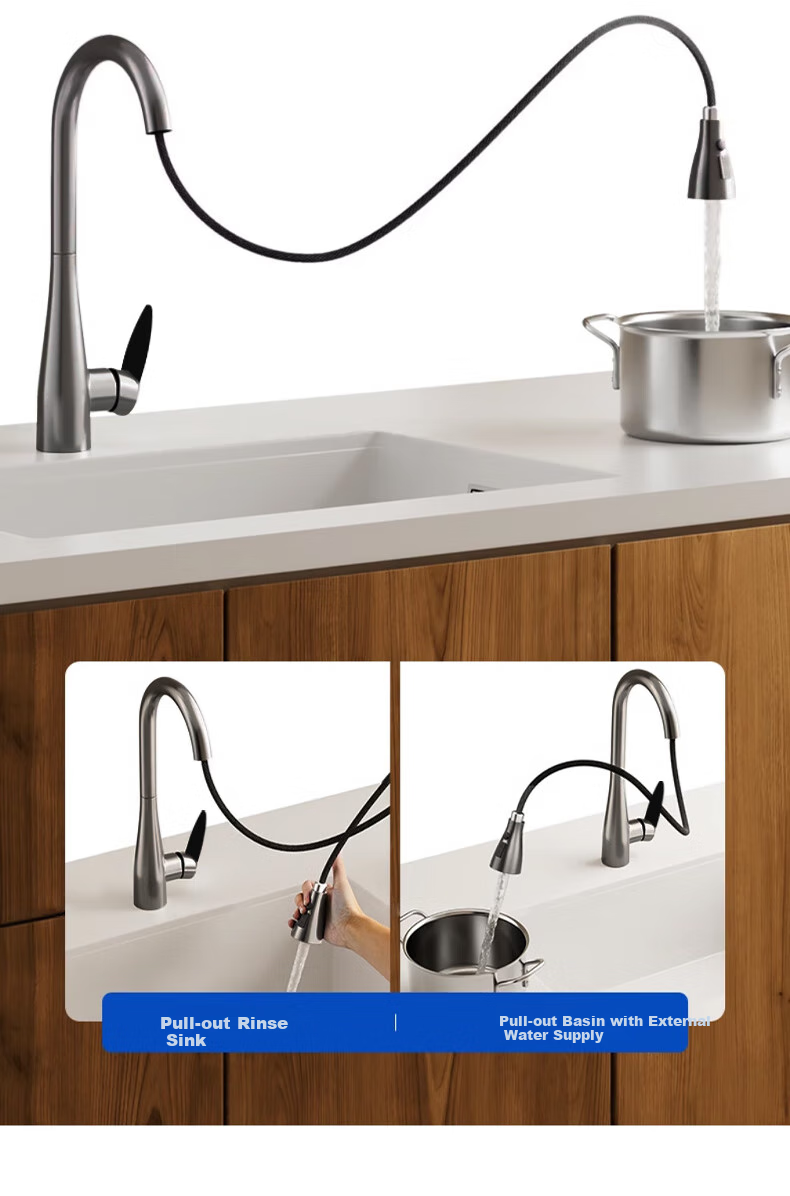 HOMK [Germany] Kitchen Faucet, Hot And Cold Vegetable Washing Sink, Pull-Out Faucet, Extendable Dishwashing Sink Faucet 7