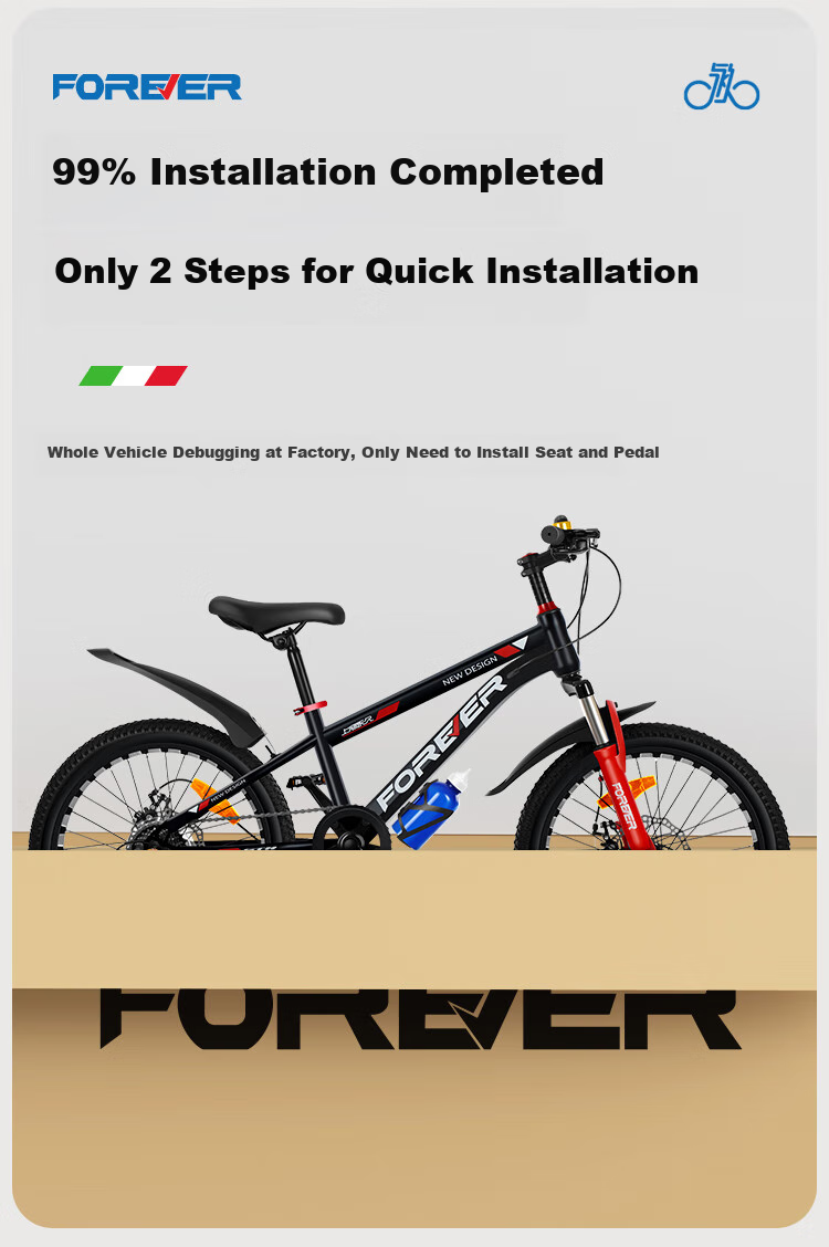 FOREVER Children's Bicycle, Variable Speed Mountain Bike for Primary And Secondary School Students, Boys And Girls Aged 6-15, Racing Bike for Teenagers, Black And Red, 22 Inches 22