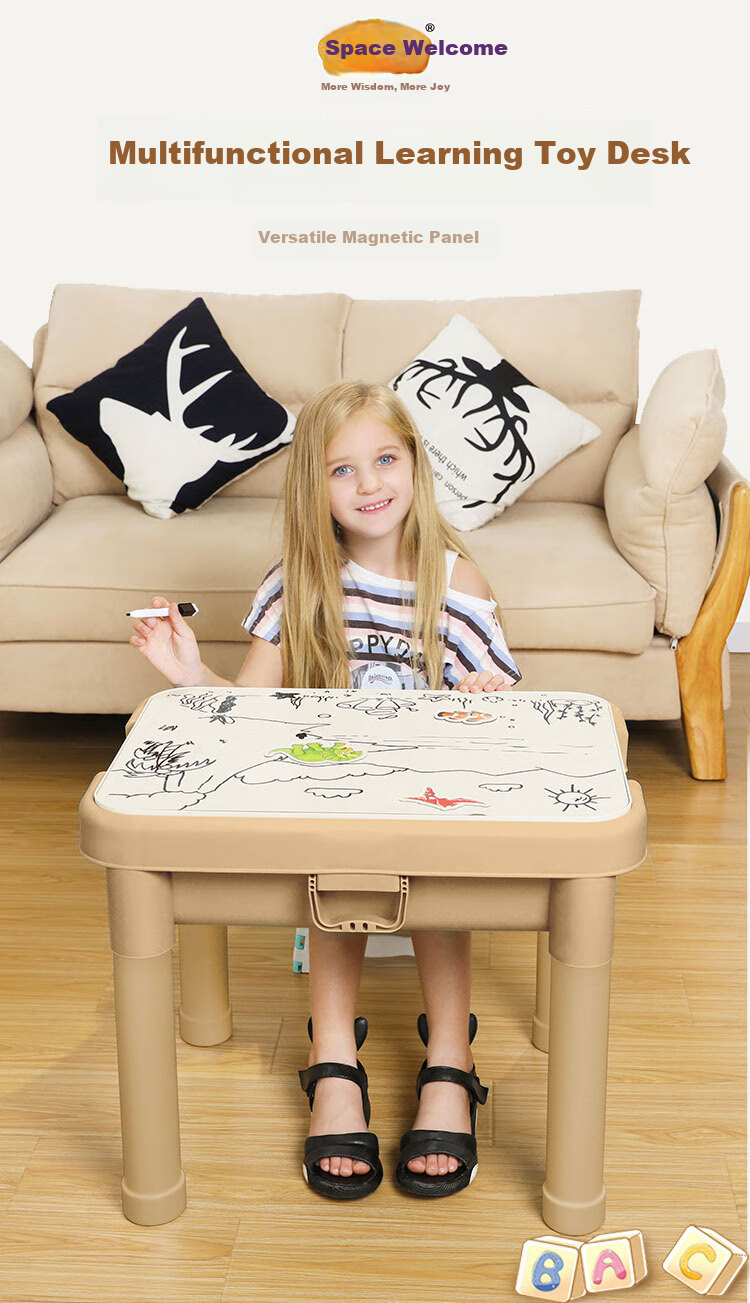 SPACE SAND Children's Multifunctional Toy Learning Table, Sand Tray Desk, Boys And Girls 6-Jin+ Study Desk Set, Birthday Gift 1