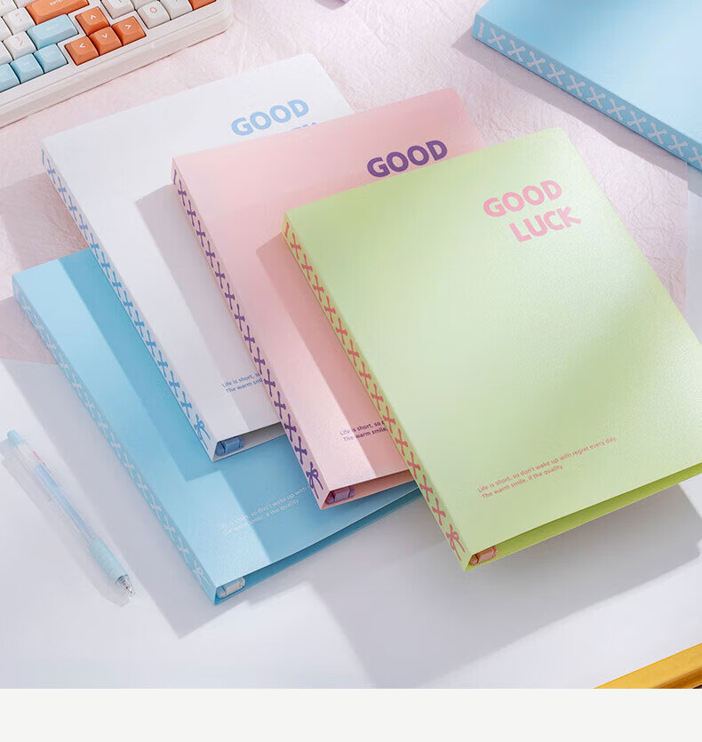 SUNWOOD B5 60-Sheet 120-Page Loose-Leaf Notebook GOODLUCK Color-Block 8-Hole Comfortable Pen Notebook High-Value Locking Detachable Student Notebook 1071 Blue 7