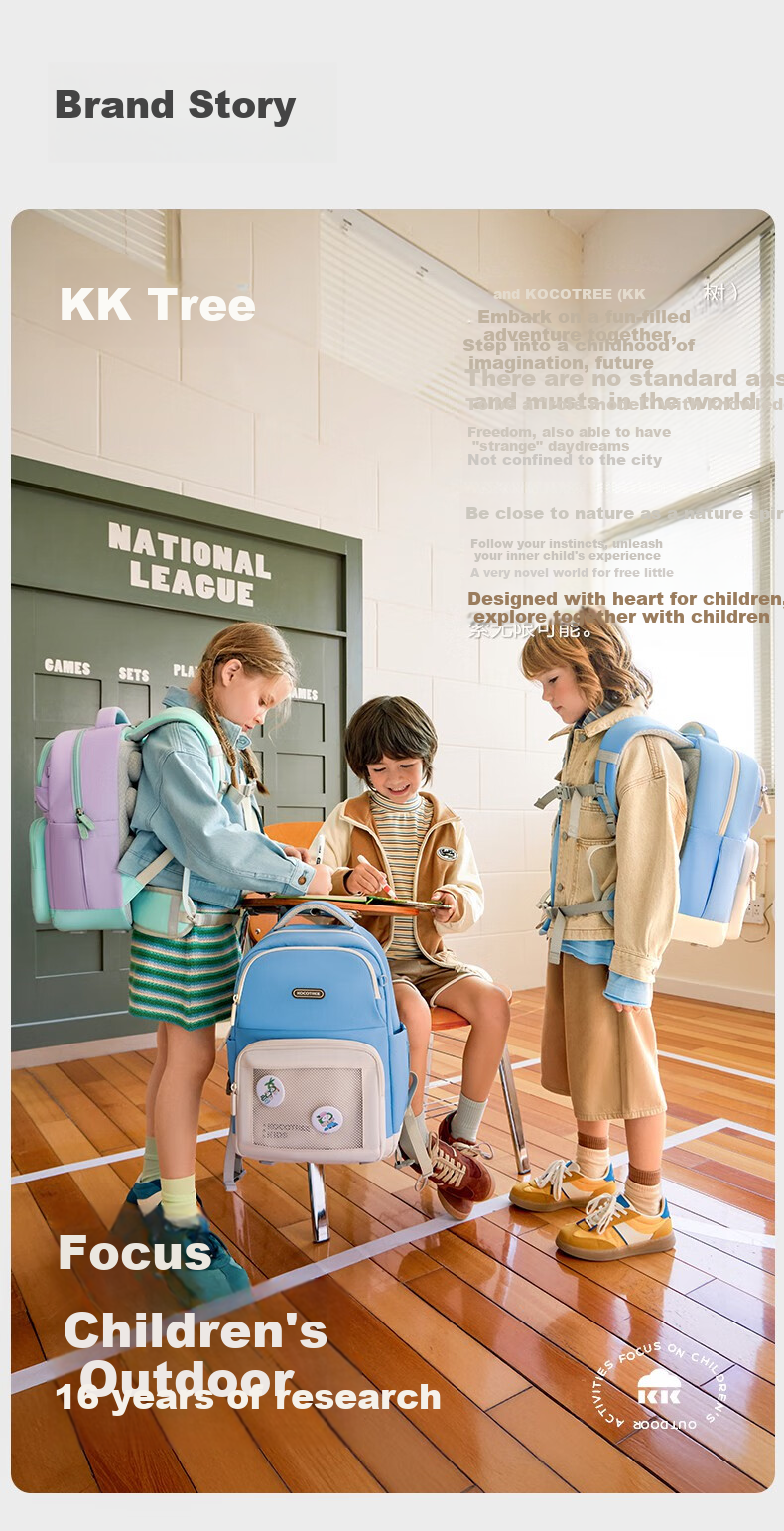 Kocotree Children's Backpack, Lightweight And Ergonomic, for Grades 3-6, Contrasting Colors, Suitable for Boys And Girls, Distant Mountain Purple, Size L 44