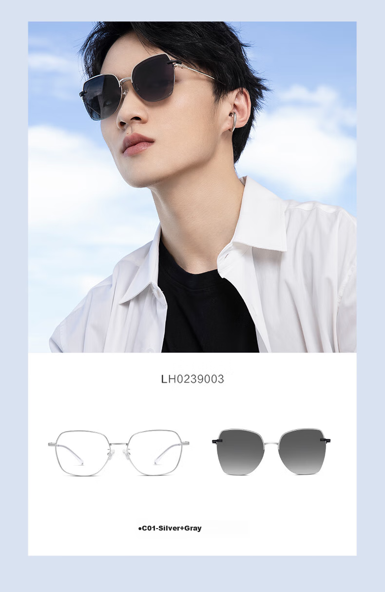 LOHO Large Frame Anti-Blue Light Glasses for Nearsightedness, Customizable Prescription, Women's Frames with High-End Feel, Unique, Face-Slimming, Bare-Faced, Five-Fold 11