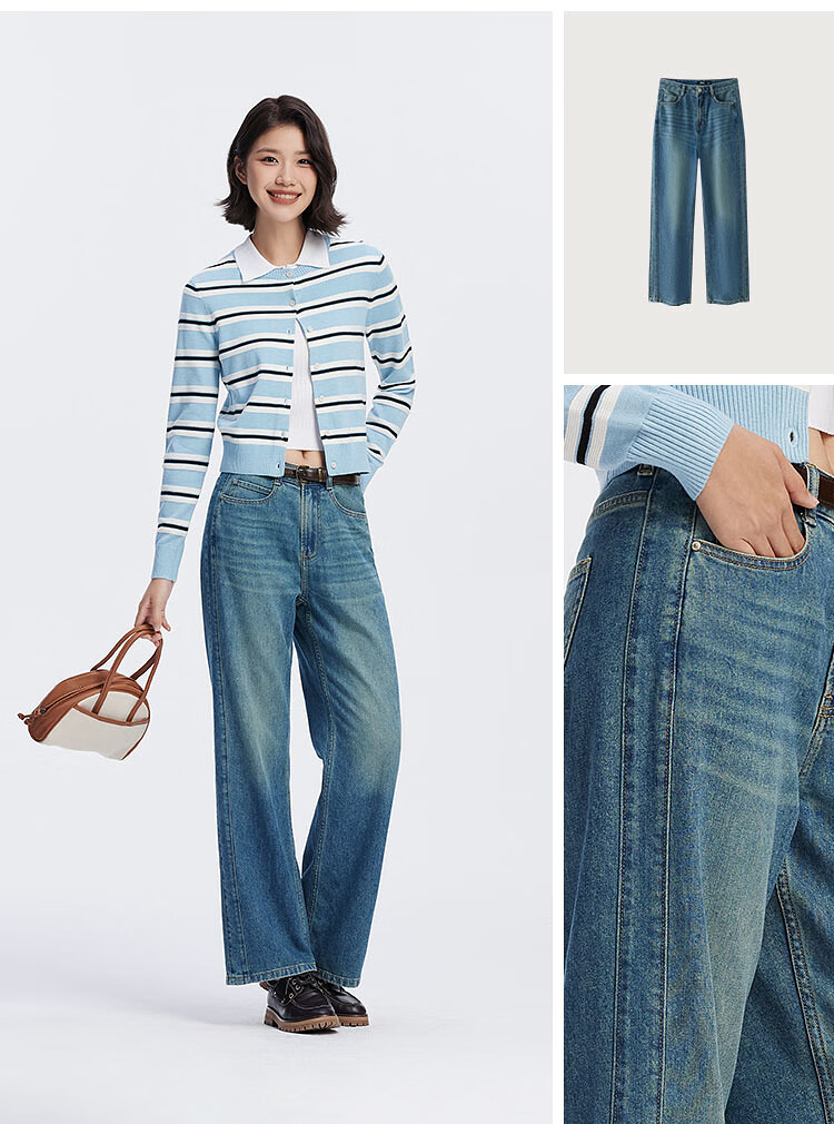 Semir Senrou Jeans | Mall-Matching Wide-Leg Jeans for Women, Slimming Effect, Autumn Long Pants 103525124001A 4