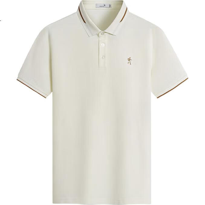 DANCING WOLVES [Cool Ice Mint] Summer Casual Cool Skin-Feel Men's Short-Sleeve POLO Shirt, 803 Pure White, Size 180