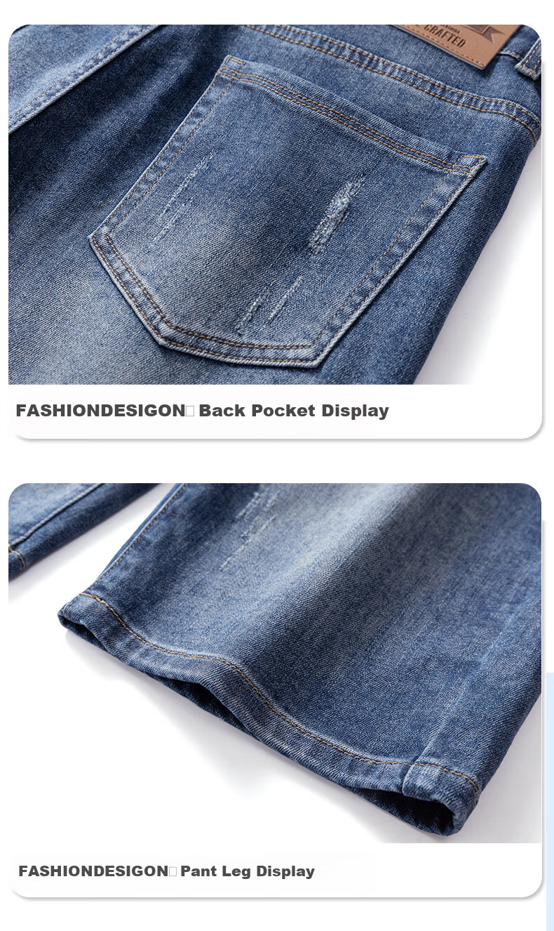 JEANSWEST OUTDOOR Men's Denim Shorts, Casual Mid-Length Pants, Knee-Length Shorts, Men's Summer Wear, Loose-Fitting Outdoor Sports Breathable, Faded Blue, Size 32 19