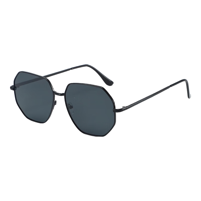 FENCHI Transparent Blue Sunglasses for Men, Polygonal Metal Driving Sunglasses, Korean Style Trendy Beach UV Protection Glasses for Wome