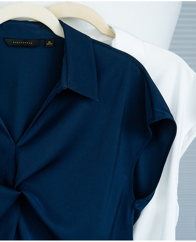 ROEYSHOUSE Women's Intellectual Commuter Short Sleeve Shirt Summer Casual Chic Twist Top 08759 Dark Blue M 12