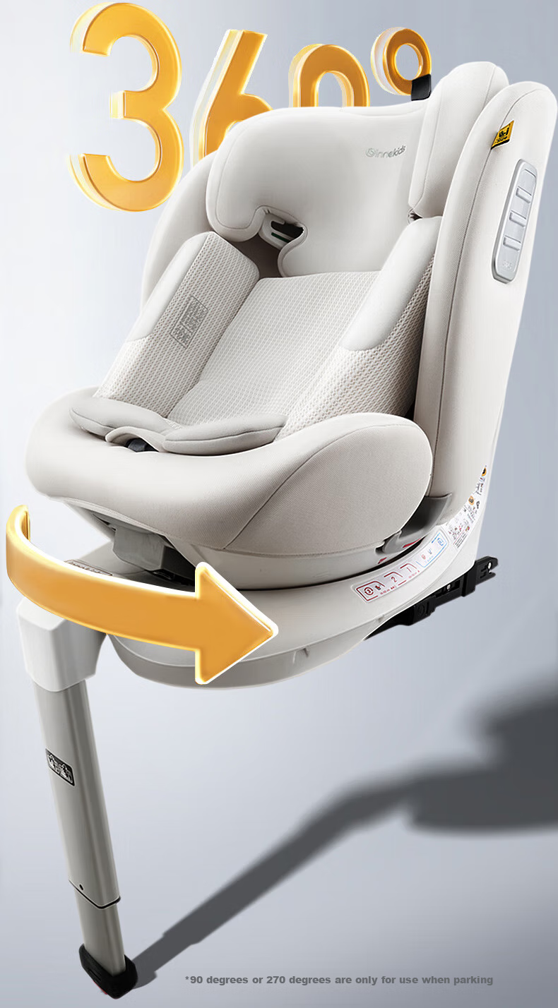 Innokids Child Safety Car Seat for Ages 0-12, Intelligent Ventilation, Heating, 360° Rotation, I-Size Certified IK18, Misty Gray 14